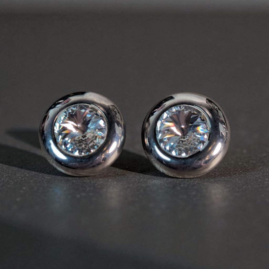 Vintage Signed Erwin Pearl Silvertone Clip-On Earrings With Rivoli Centerstone 1 19$